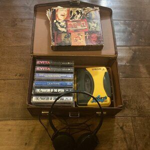 🤩 BOGO 🤩 Vintage Technology - Cassette Player, Tapes, and Case Bundle